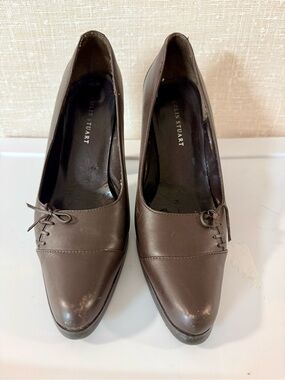 Colin Stuart GUC Y2K Brown Leather Heels Size 8 Chunky Wood Heel
